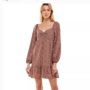 Lily Rose Brown Floral Long Sleeve Dress